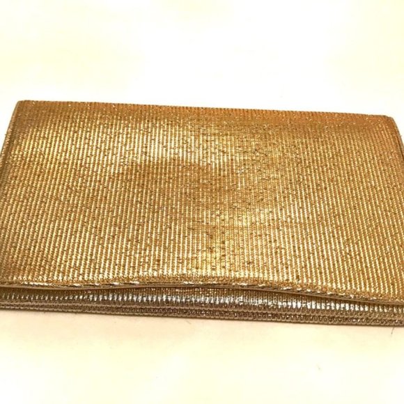 J.MILLER-VINTAGE PALE GOLD METALLIC CLUTCH - Picture 1 of 5